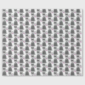 grijze kat met roze boog cadeaupapier (Vlak)