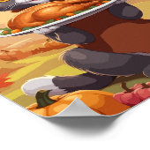 Grijze kat met Thanksgiving kalkoen Poster (Hoek)
