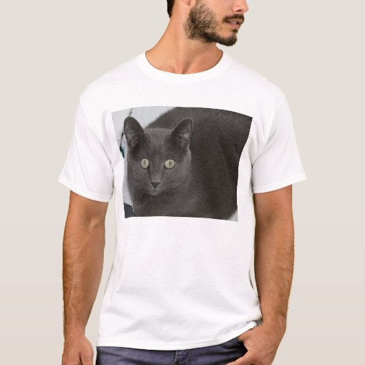 Grijze kat met verbluffende groene ogen t-shirt (Voorkant)