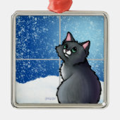 Grijze kat metalen ornament (Voorkant)
