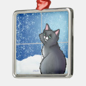 Grijze kat metalen ornament (Links)