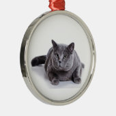 Grijze kat metalen ornament (Rechts)