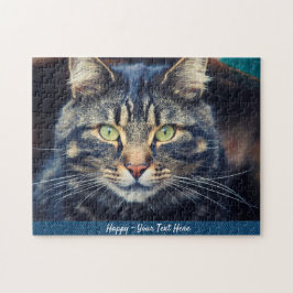 Grijze kat of voeg je foto-cadeau toe legpuzzel