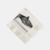 Grijze kat onder witte deken servetten (Hoek)