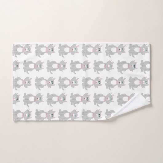 Grijze kat ontwerp bad handdoek (Handdoek)