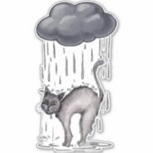Grijze kat op regenachtige dag sticker (Voorkant)