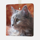 Grijze kat op touringcar keramisch ornament (Links)