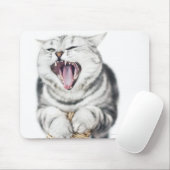 grijze kat op witte achtergrond muismat (Met muis)