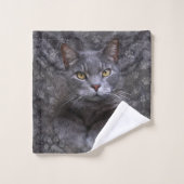 Grijze kat portret bad handdoek (Wasdoekje)