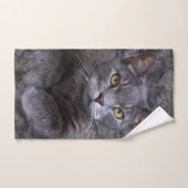 Grijze kat portret bad handdoek (Handdoek)
