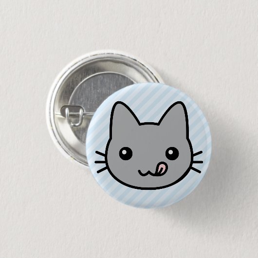 grijze kat ronde button 3,2 cm (Voorkant /achterkant)