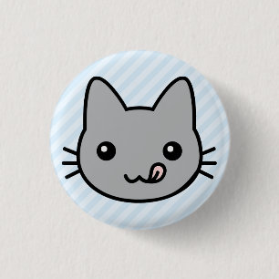 grijze kat ronde button 3,2 cm