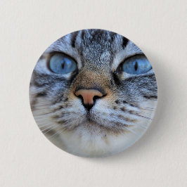 Grijze kat ronde button 5,7 cm