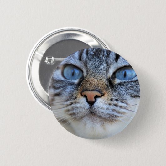 Grijze kat ronde button 5,7 cm (Voorkant /achterkant)