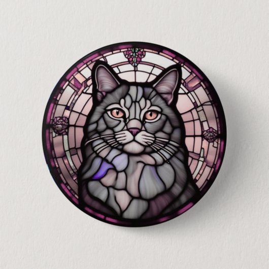 Grijze Kat Ronde Button 5,7 Cm (Voorkant)