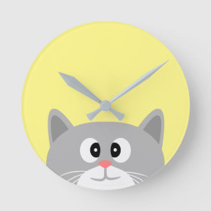 Grijze kat ronde klok
