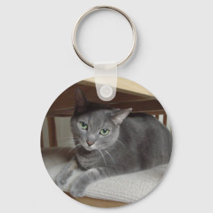 Grijze kat Russisch Blauw Sleutelhanger