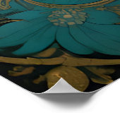 Grijze Kat Sierlijke Bloemrijke Lijst Poster (Hoek)