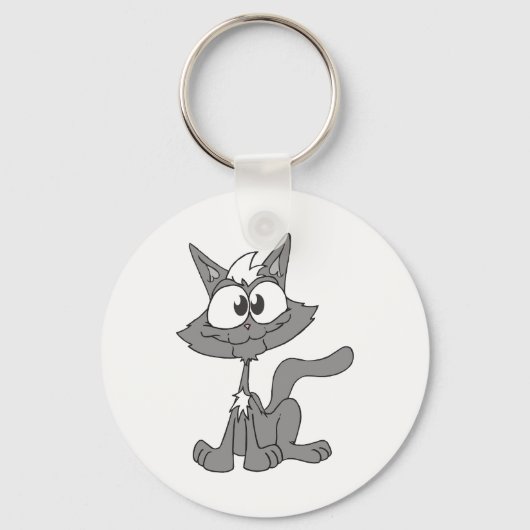 Grijze kat sleutelhanger (Voorkant)