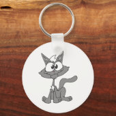 Grijze kat sleutelhanger (Voorkant)