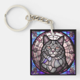 Grijze Kat Sleutelhanger
