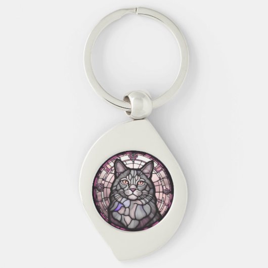 Grijze Kat  Sleutelhanger (Voorkant)