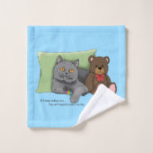 Grijze Kat Teddy Bear Bad Handdoek (Wasdoekje)