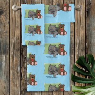 Grijze Kat Teddy Bear Bad Handdoek