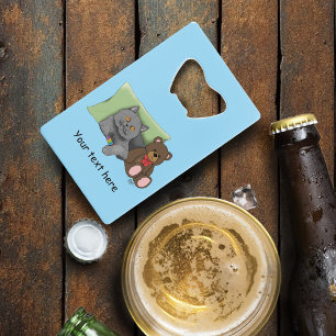 Grijze Kat Teddy Bear Creditkaart Flessenopener