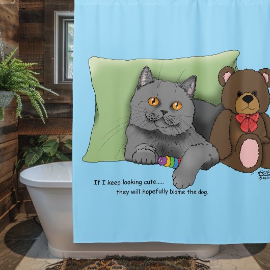 Grijze Kat Teddy Bear Douchegordijn