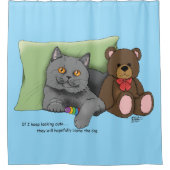 Grijze Kat Teddy Bear Douchegordijn (Voorkant)