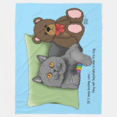 Grijze Kat Teddy Bear Fleece Deken (Voorkant)