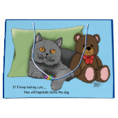 Grijze Kat Teddy Bear Groot Cadeauzakje (Voorkant)
