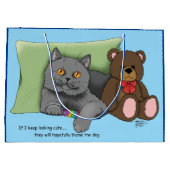 Grijze Kat Teddy Bear Groot Cadeauzakje (Achterkant)