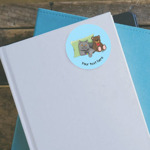 Grijze Kat Teddy Bear Ronde Sticker