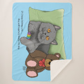 Grijze Kat Teddy Bear Sherpa Deken (Voorkant)