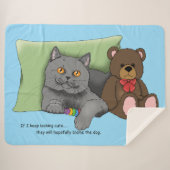 Grijze Kat Teddy Bear Sherpa Deken (Voorkant (horizontaal))
