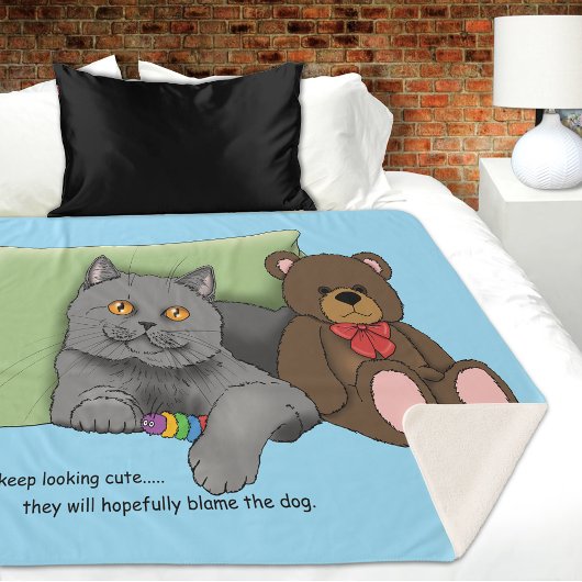 Grijze Kat Teddy Bear Sherpa Deken