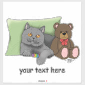 Grijze Kat Teddy Bear Sticker (Vel)