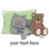 Grijze Kat Teddy Bear Sticker (Voorkant)