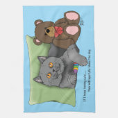 Grijze Kat Teddy Bear Theedoek (Verticaal)
