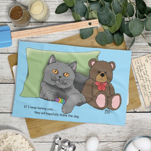Grijze Kat Teddy Bear Theedoek