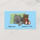 Grijze Kat Teddy Bear Visitekaartje (Voorkant)