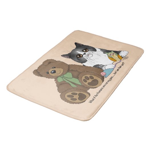 Grijze Kat Teddy Beer Peach Funny Badmat (Gekanteld)