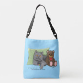 Grijze kat teddybeer crossbody tas (Achterkant)