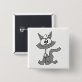 Grijze kat vierkante button 5,1 cm (Voorkant /achterkant)