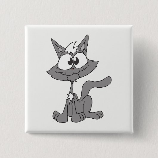 Grijze kat vierkante button 5,1 cm (Voorkant)