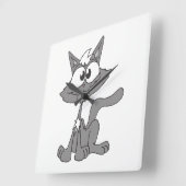 Grijze kat vierkante klok (Hoek)