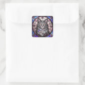 Grijze Kat Vierkante Sticker (Tas)