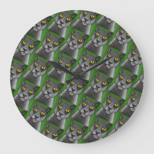 Grijze Kat Wandklok